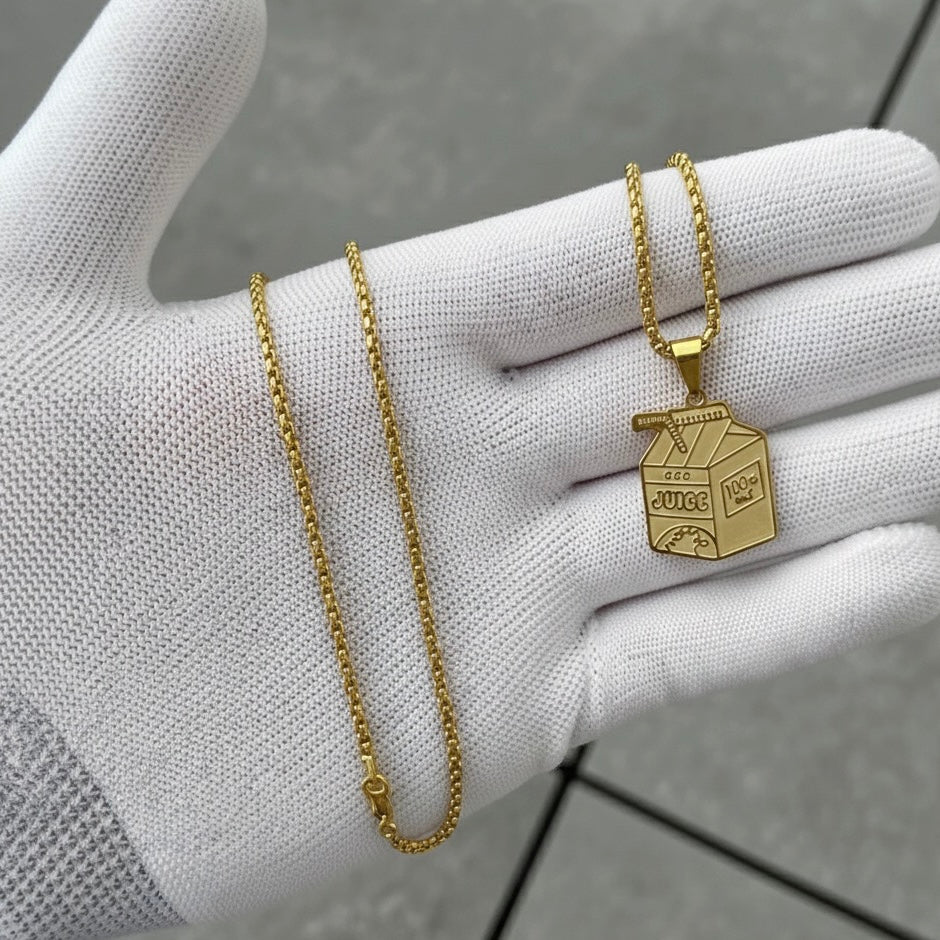 Juice WRLD 'Juice Box' Necklace Gold